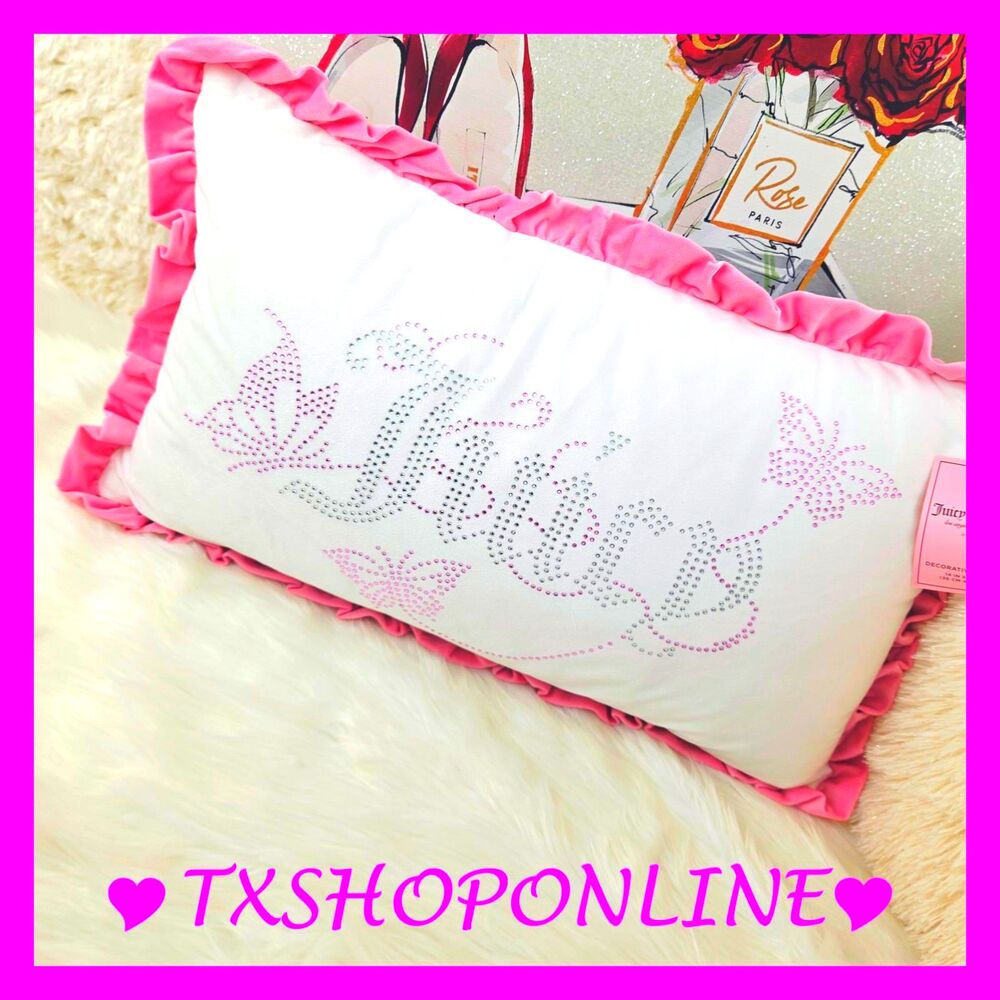 💗🌙Juicy Couture Ruffle Rhinestone 14" x 24" Decorative Pillow🌙💗